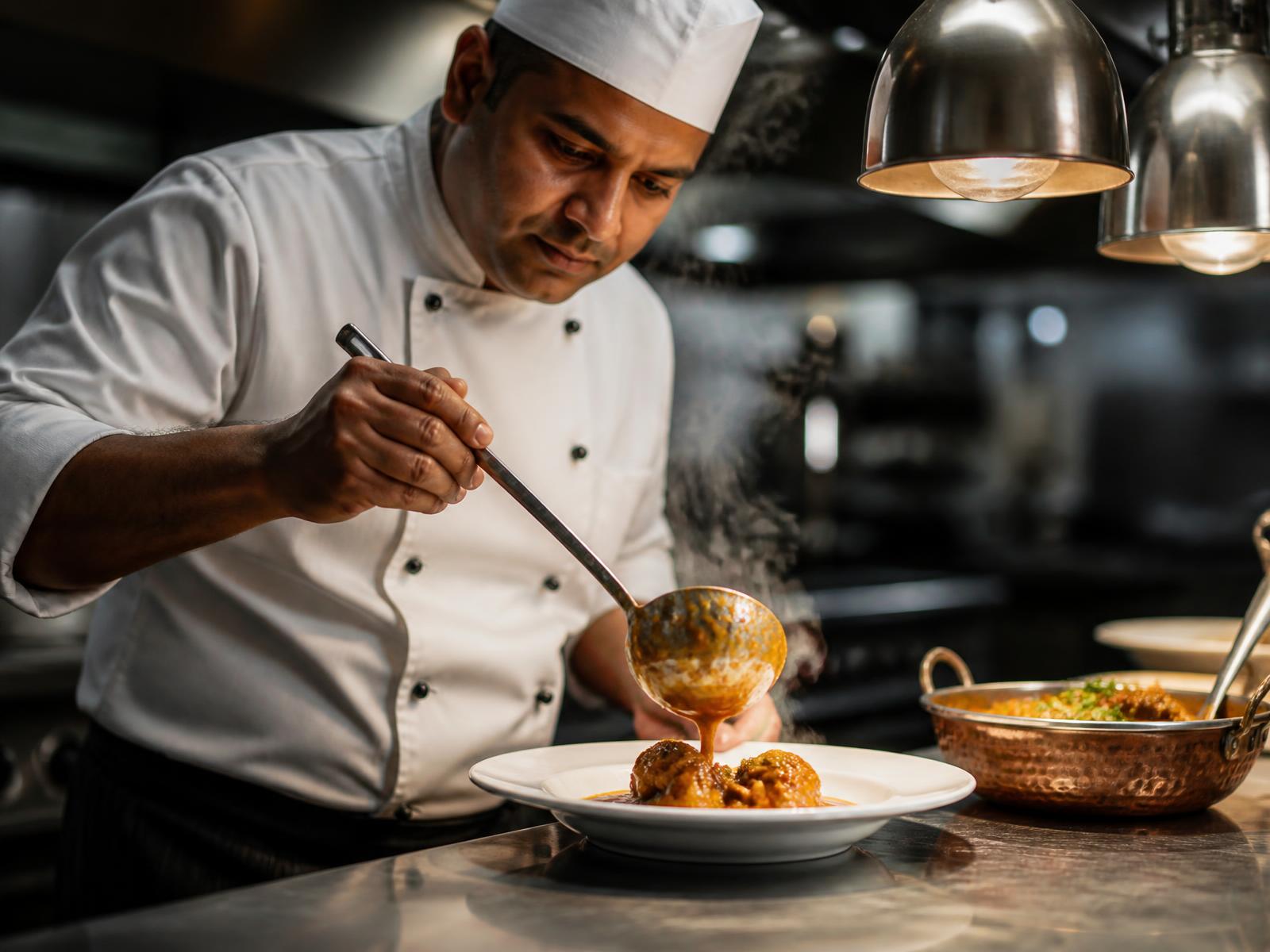 Indian sauces being prepared in a commercial Sydney kitchen